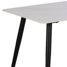 Load image into Gallery viewer, Wicklow White Ceramic Marble Print Dining Table With Black Metal Base 140cm
