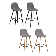 Load image into Gallery viewer, A Pair Of Comfort Grey Fabric Wilma Designer Bar Stools With Metal Legs In Black Or Oak Foil
