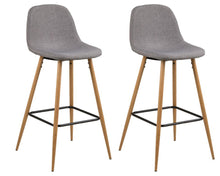 Load image into Gallery viewer, Wilma Fabric Counter Bar Stool, Set Of 2 Comfort Stools In Oak Foil Metal Legs
