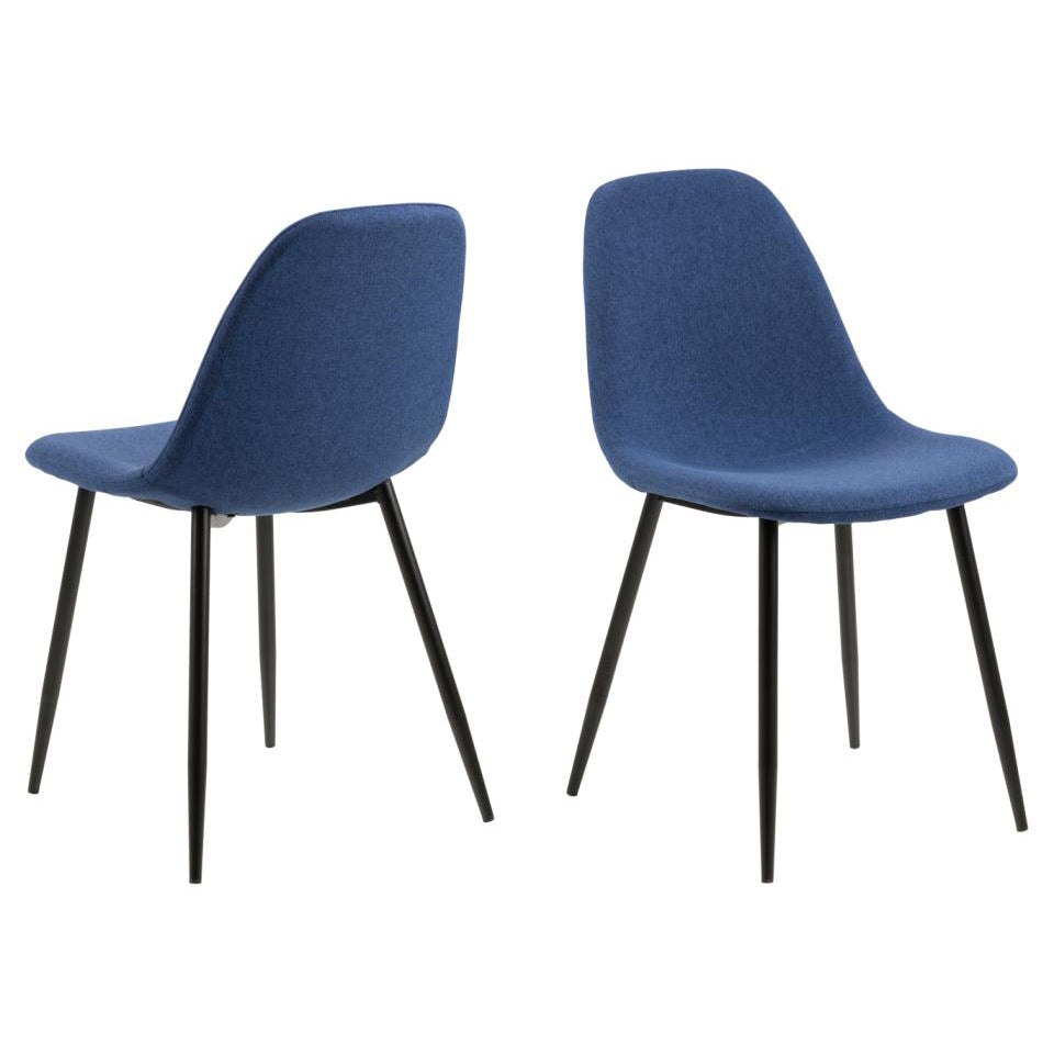 Wilma Bellana Fabric Chair In Grey Or Blue With Black Powder Coated Legs, Set Of 4