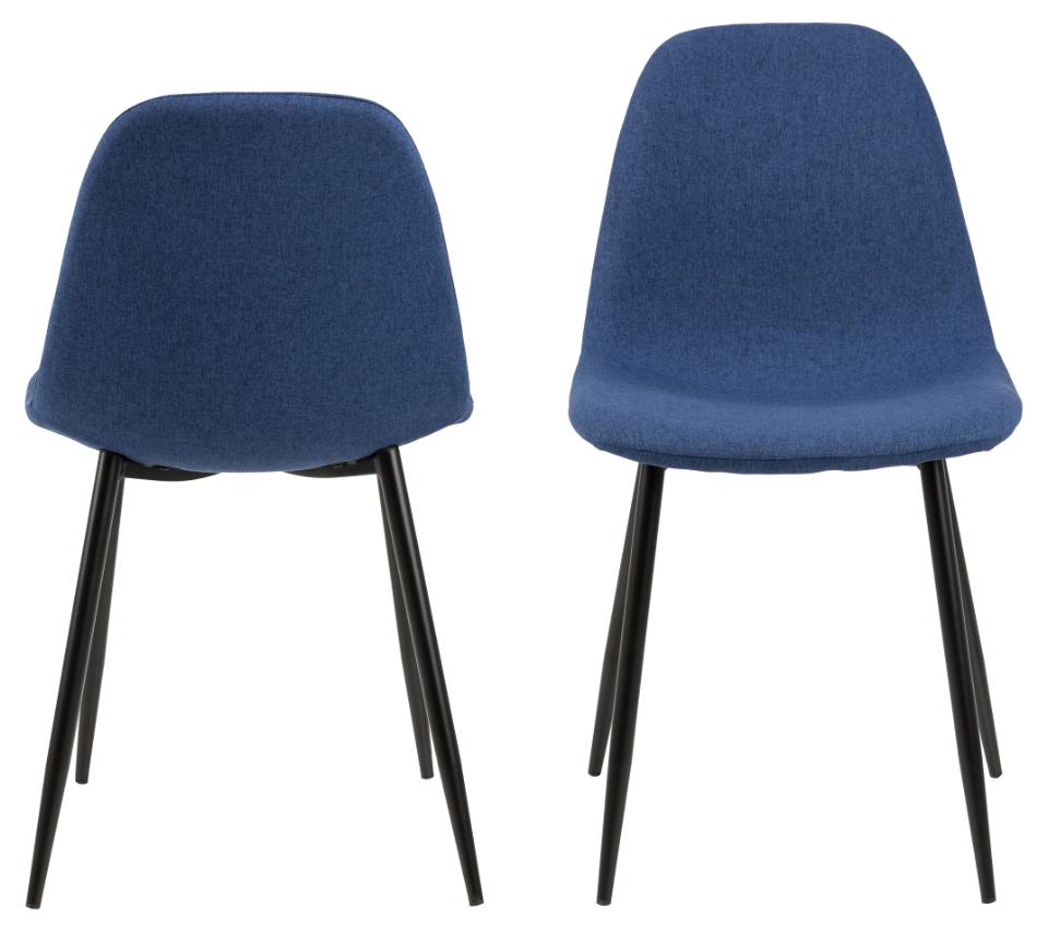 Wilma Bellana Fabric Chair In Grey Or Blue With Black Powder Coated Legs, Set Of 4