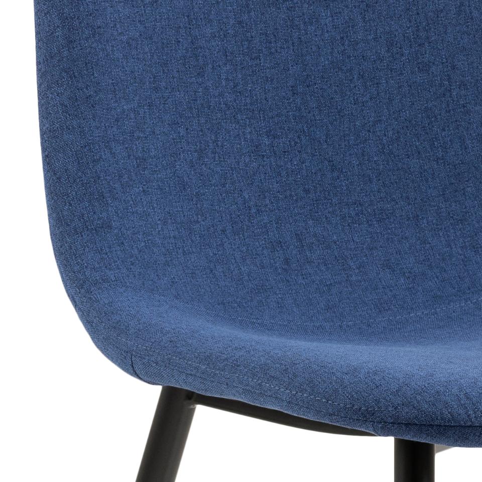Wilma Bellana Fabric Chair In Grey Or Blue With Black Powder Coated Legs, Set Of 4