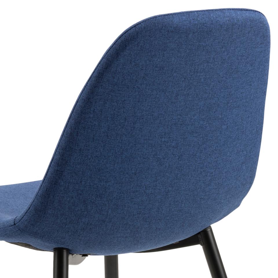 Wilma Bellana Fabric Chair In Grey Or Blue With Black Powder Coated Legs, Set Of 4