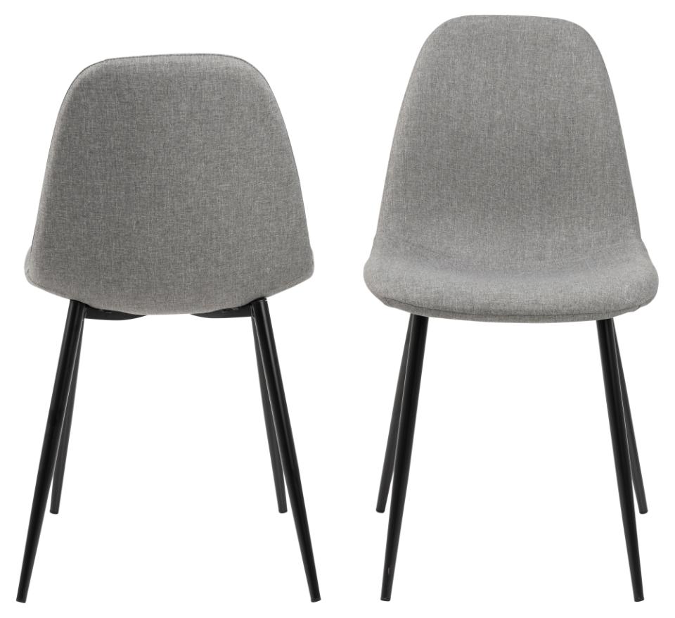Wilma Bellana Fabric Chair In Grey Or Blue With Black Powder Coated Legs, Set Of 4