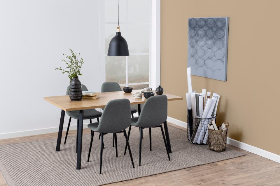 Wilma Bellana Fabric Chair In Grey Or Blue With Black Powder Coated Legs, Set Of 4