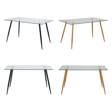 Load image into Gallery viewer, Wilma Modern Dining Table Clear Glass With Oak Or Black Metal Legs 140 x 80 cm
