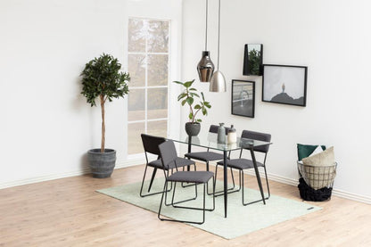 Wilma Modern Dining Table Clear Glass With Black Metal Legs 140cm