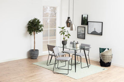Wilma Modern Dining Table Clear Glass With Black Metal Legs 140cm