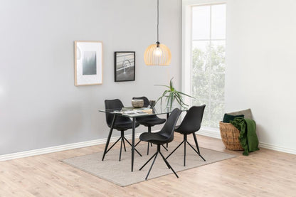 Wilma Modern Dining Table Clear Glass With Black Metal Legs 140cm