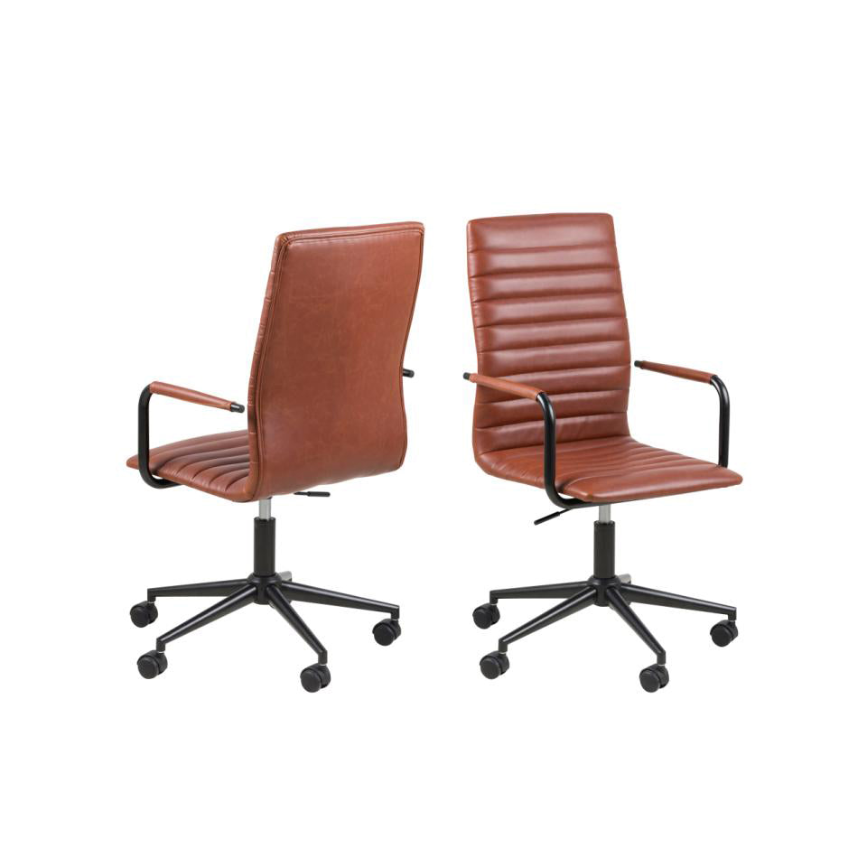 Winslow Stylish Slim Design Leather Look Office Desk Chair With Arm Rests And Solid Gas Lift Metal Base