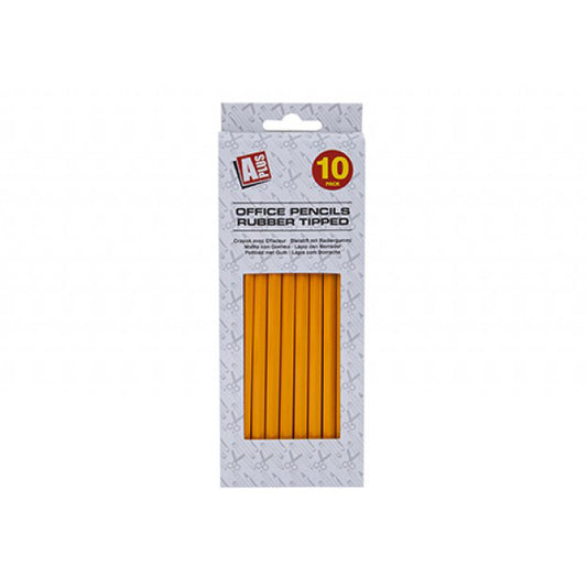 Basic Yellow Pencils Sharpened HB Rubber Tipped Stationery Essentials - Pack of 10, 30, or 60