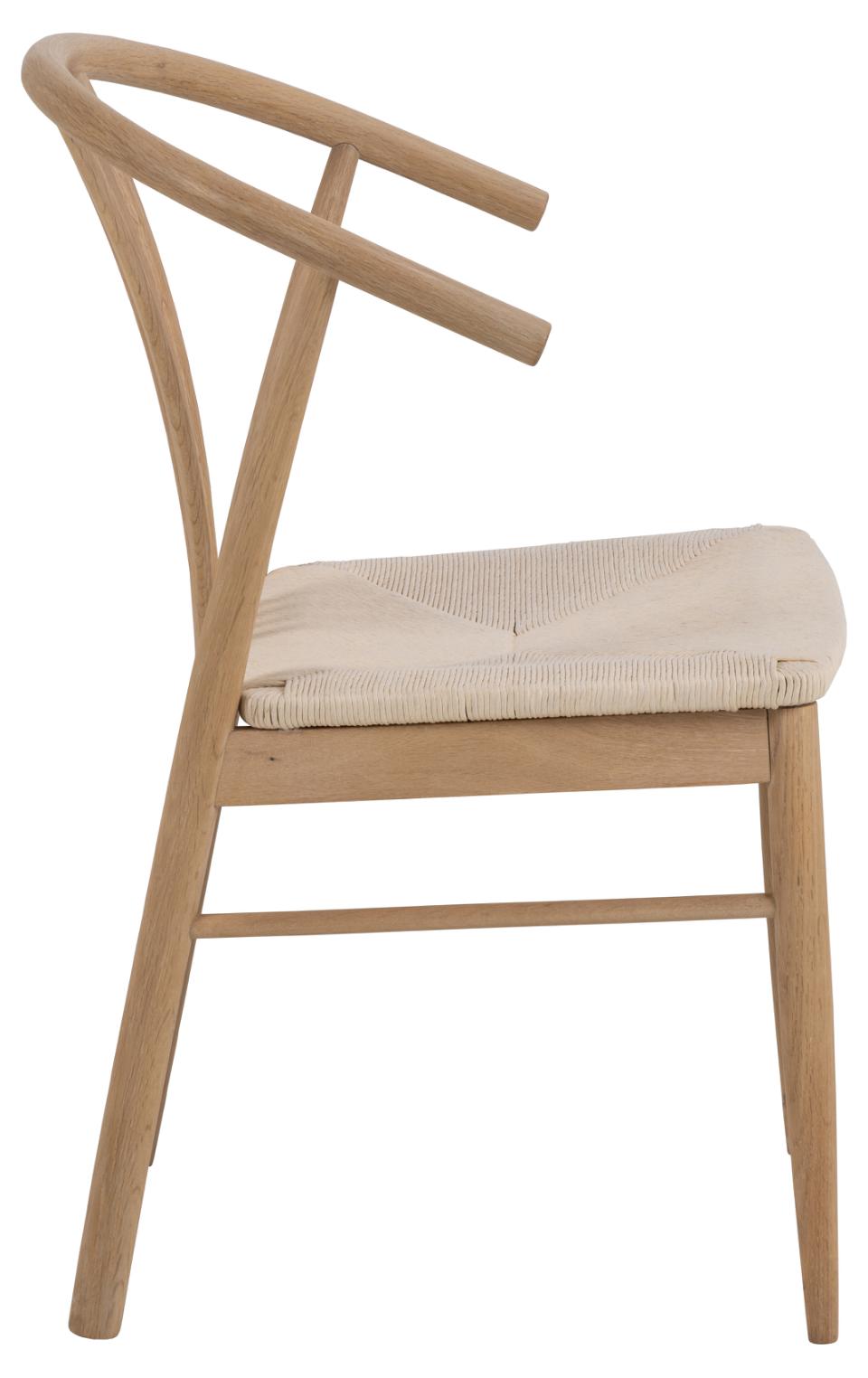 York Solid Oak Chair, Set Of 2 Quality Plaited Paper Rope Chairs White 2pcs